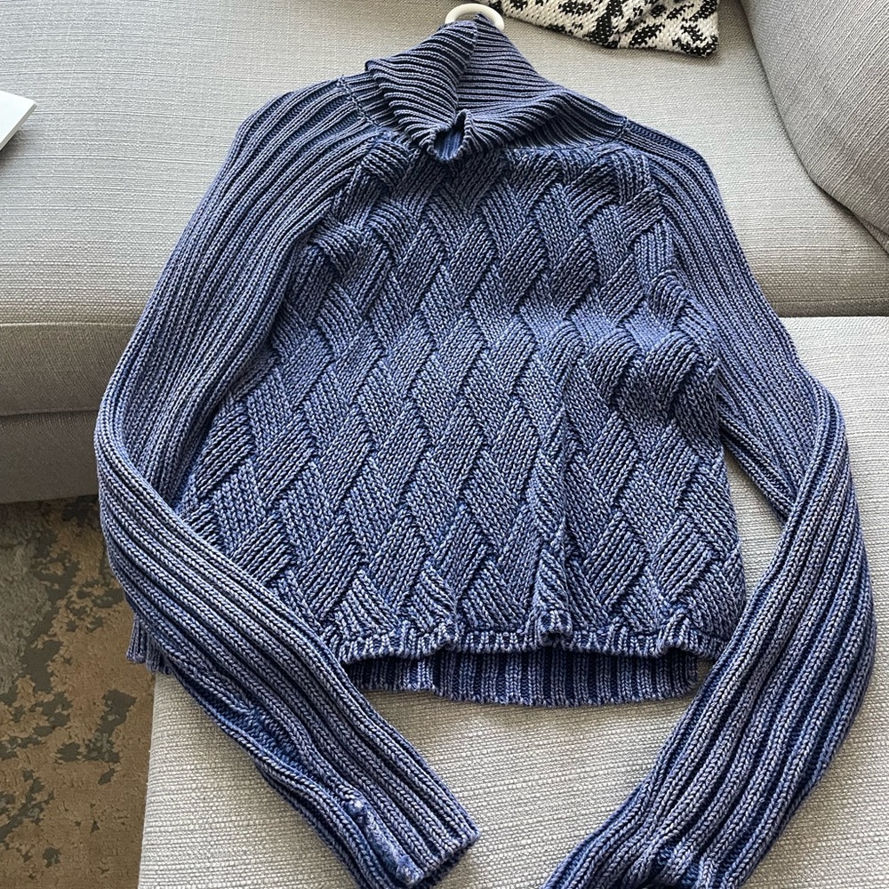 RVCA knit sweater blue turtleneck cropped Nordstrom